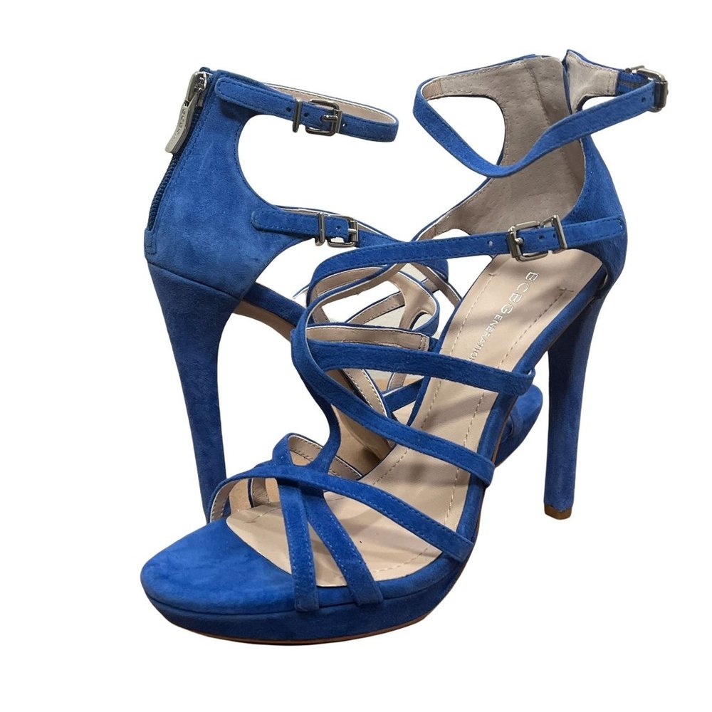 BCBGeneration True Blue Suede High Heel Strap Stiletto Heels